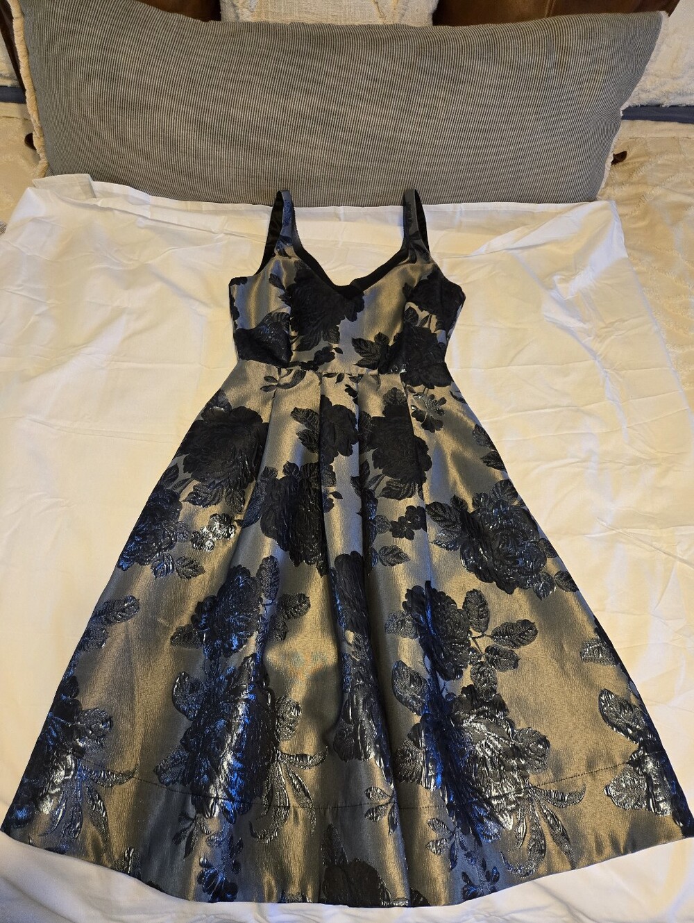 Black Floral A-Line Dress